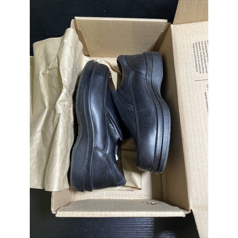 Red Wing 6646 Mens 6 H Black Leather Steel Toe EH Slip On Work Shoes USA